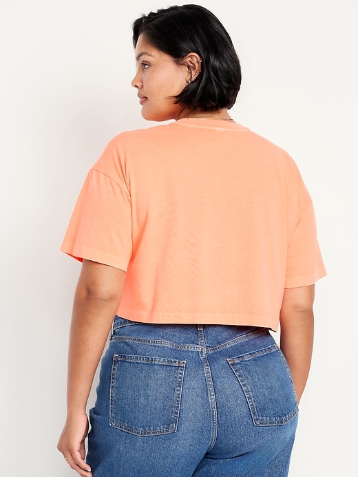 Image number 8 showing, Vintage Crew-Neck Oversized Crop T-Shirt