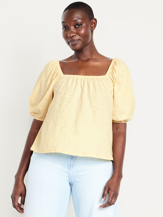 Image number 4 showing, Square-Neck Puff-Sleeve Top