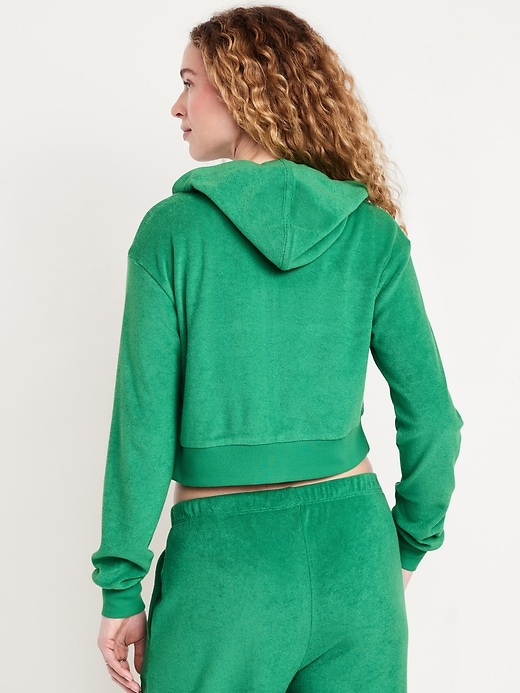 Image number 2 showing, Towel Terry Crop Zip Hoodie