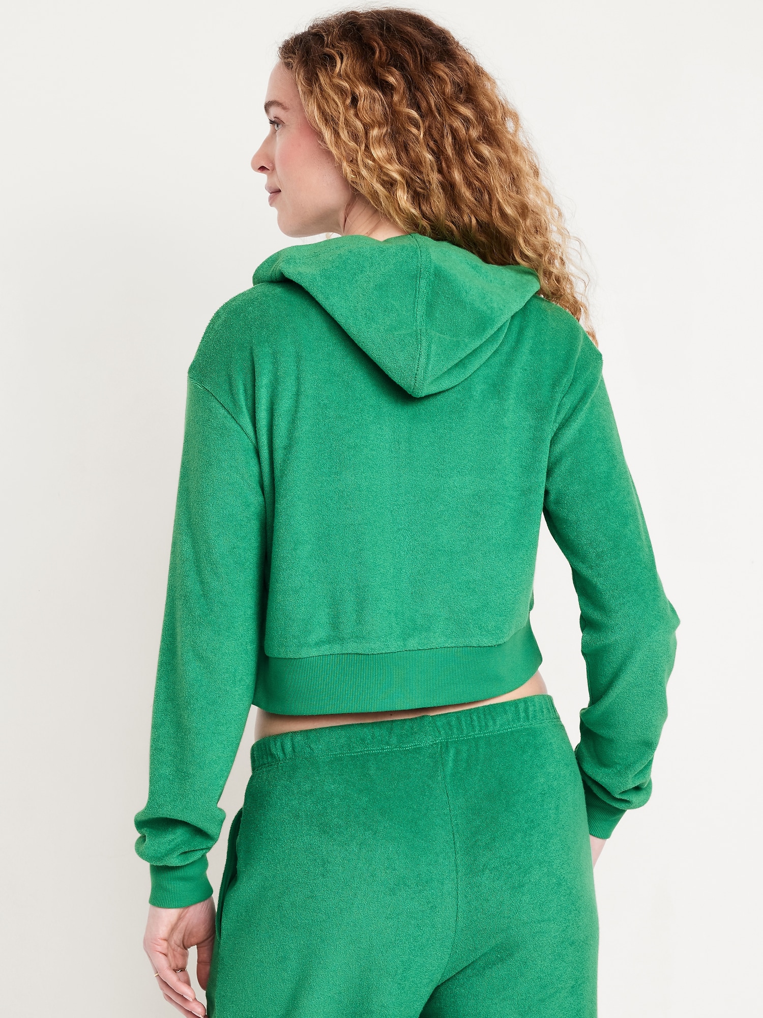 Towel Terry Crop Zip Hoodie