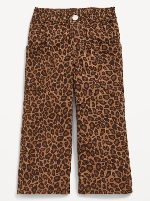 Printed Pull-On Baggy Wide-Leg Cargo Twill for Toddler Girls - Leopard