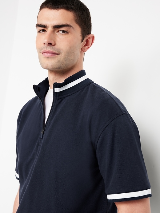 Image number 3 showing, Mock-Neck Pique Quarter Zip
