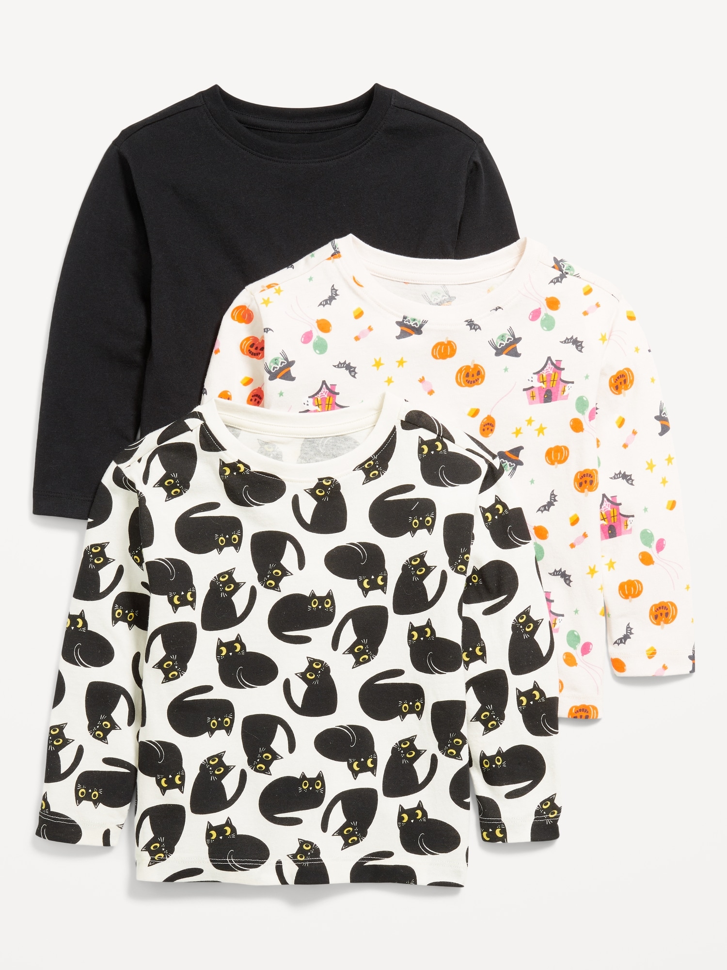 Long-Sleeve Waffle-Knit T-Shirt 3-Pack for Toddler Girls