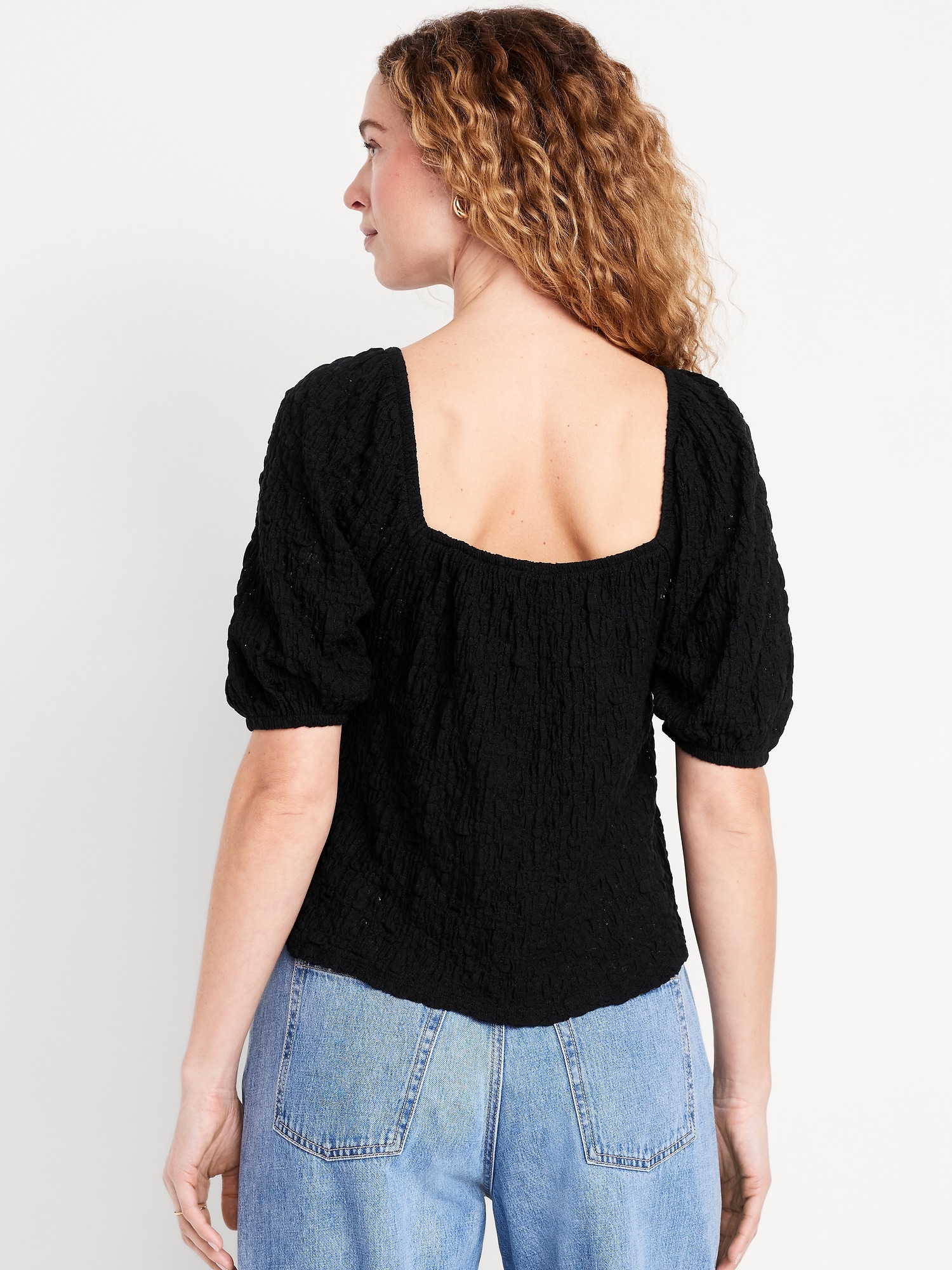 トップス Litmus Her Praha Gathered puffy lace top Litmus Her Praha Gathered puffy lace top