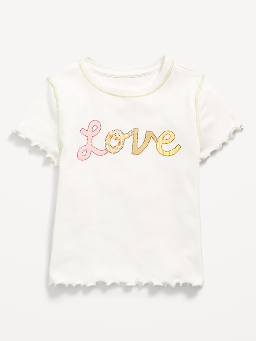 Image number 1 showing, Fitted Lettuce-Edge Graphic T-Shirt for Girls
