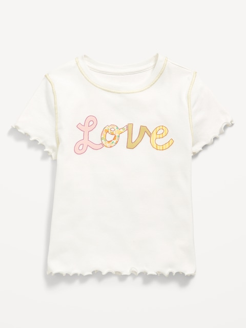 Fitted Lettuce-Edge Graphic T-Shirt for Girls
