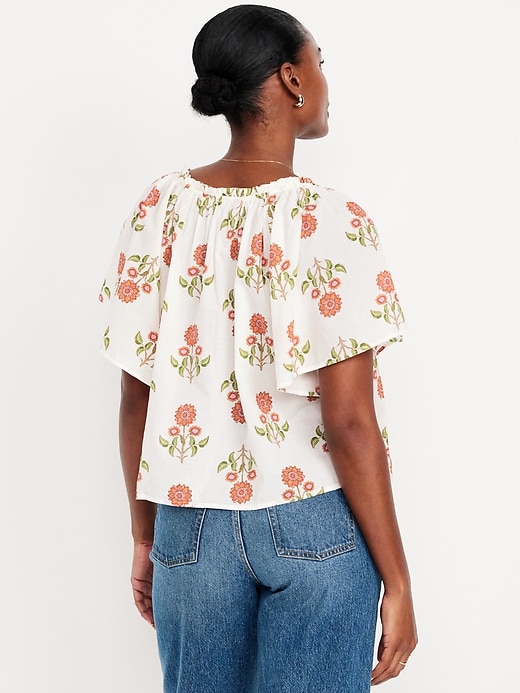 Image number 2 showing, Flutter-Sleeve Tassel-Tie Top