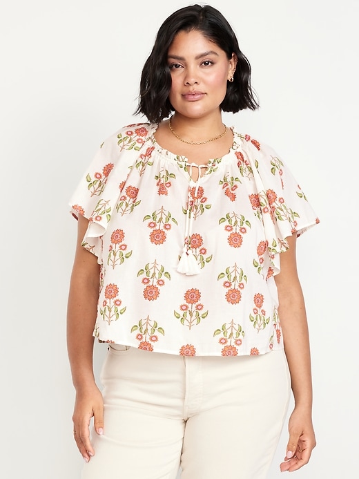 Image number 7 showing, Flutter-Sleeve Tassel-Tie Top