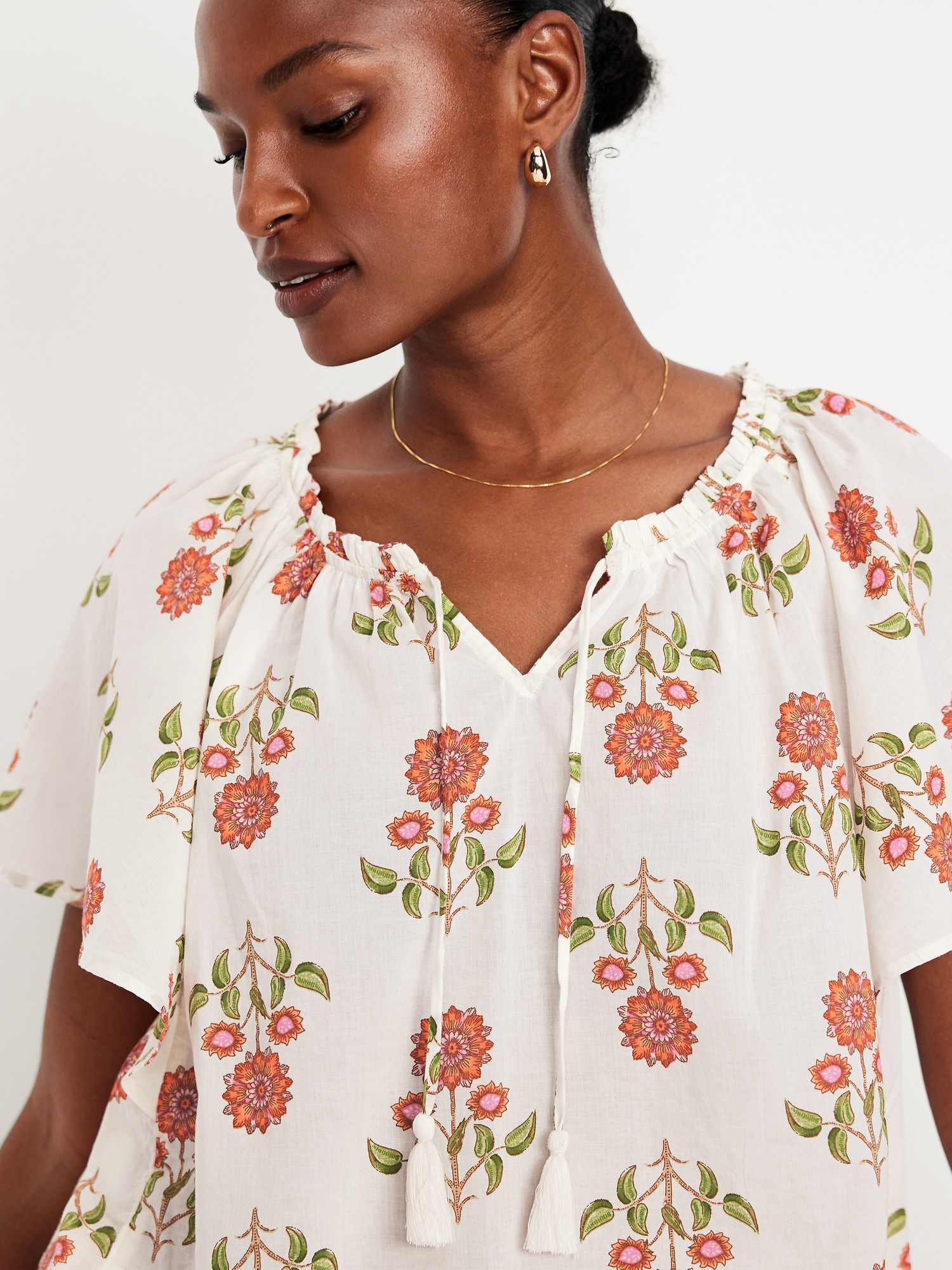 トップス WK Flutter-Sleeve Tassel-Tie Top | Old Navy