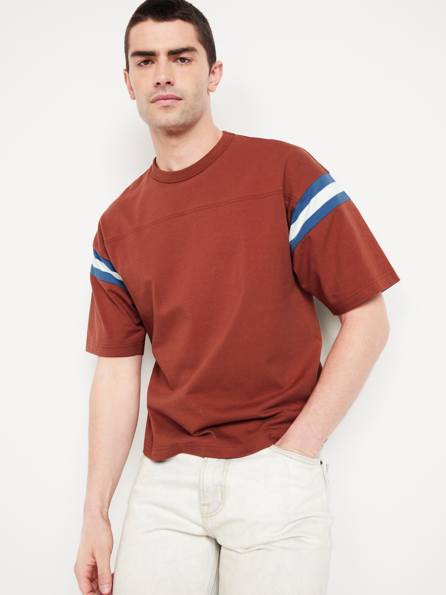 Мужская футболка Old Navy Heavyweight Football-Style, цвет: Вишнёвый берёзовый — фото 3