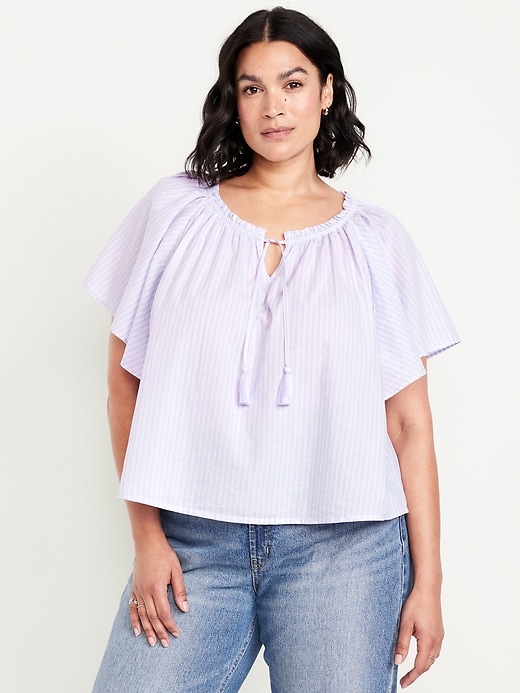 Image number 6 showing, Flutter-Sleeve Tassel-Tie Top