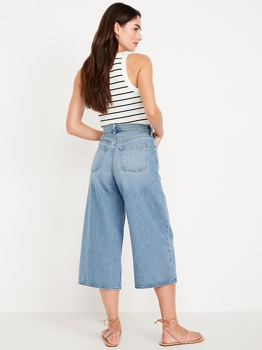 Image number 3 showing, High-Waisted Baggy Wide-Leg Culotte Jeans