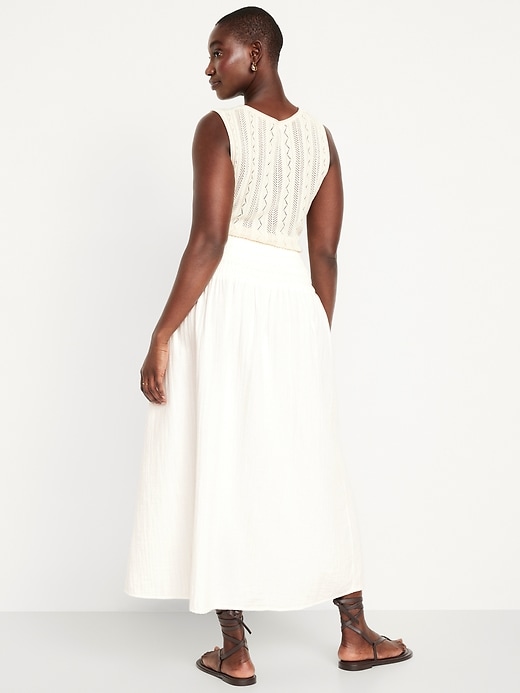 Image number 5 showing, High-Waisted Crinkle Gauze Smocked Maxi Skirt