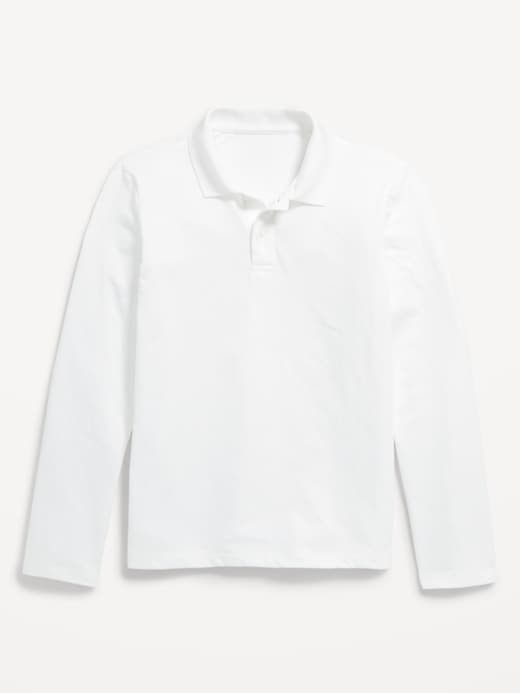 Image number 1 showing, School Uniform Long-Sleeve Polo Shirt for Boys