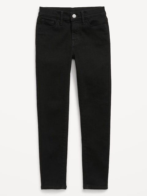 High-Waisted Rockstar 360° Stretch Jeggings for Girls - Black Wash