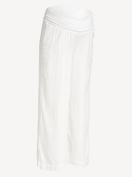 Image number 4 showing, Maternity Rollover Waist Crinkle Gauze Wide-Leg Pants