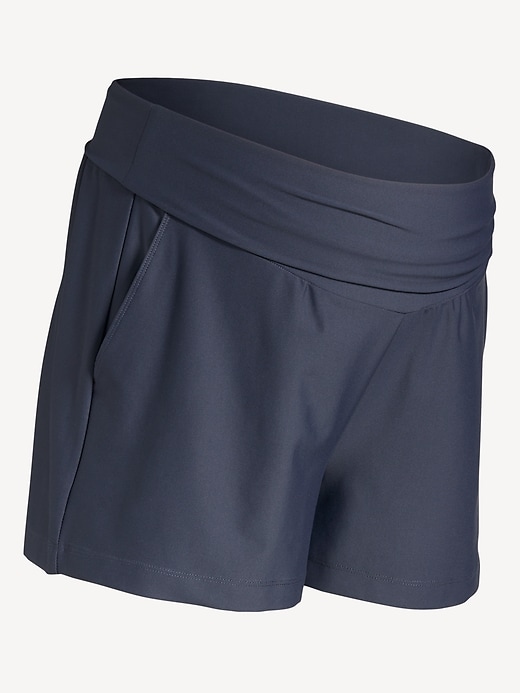 Image number 2 showing, Maternity Rollover-Waist PowerSoft Shorts -- 3-inch inseam