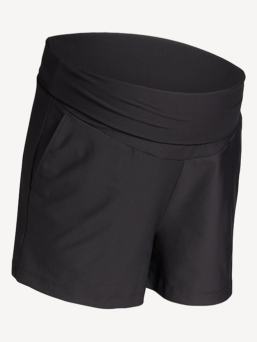 Image number 4 showing, Maternity Rollover-Waist PowerSoft Shorts -- 3-inch inseam