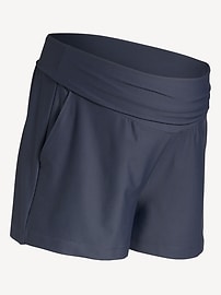 Image number 2 showing, Maternity Rollover-Waist PowerSoft Shorts -- 3-inch inseam
