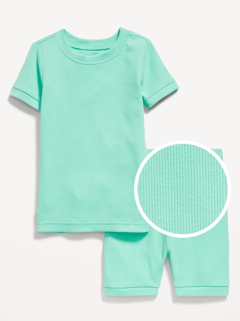 Snug-Fit Ribbed Pajama Set for Toddler & Baby - Aquaverde