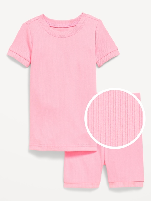 Snug-Fit Ribbed Pajama Set for Toddler & Baby - Anemone Pink