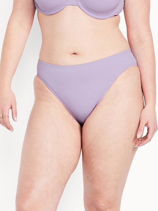 Image number 5 showing, Mid-Rise Textured Bikini Swim Bottoms