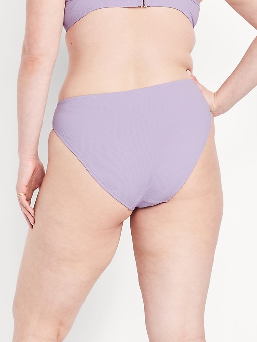 Image number 6 showing, Mid-Rise Textured Bikini Swim Bottoms