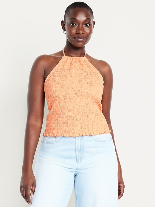 Image number 5 showing, Sleeveless Smocked Crop Top