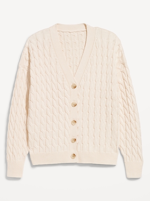 Image number 4 showing, Oversized Slouchy Cable-Knit Cardigan Sweater