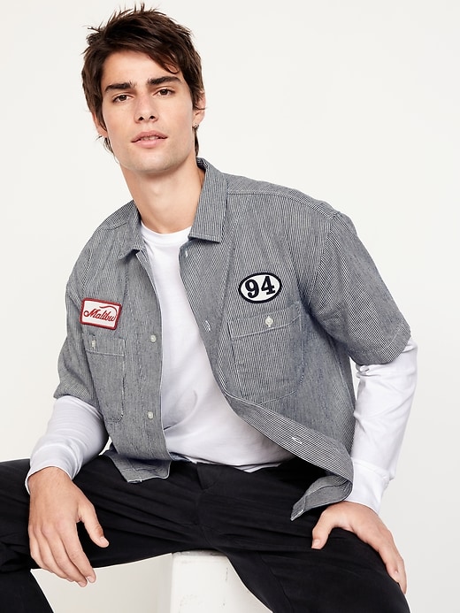 Image number 3 showing, Cropped Utility Dobby Shirt