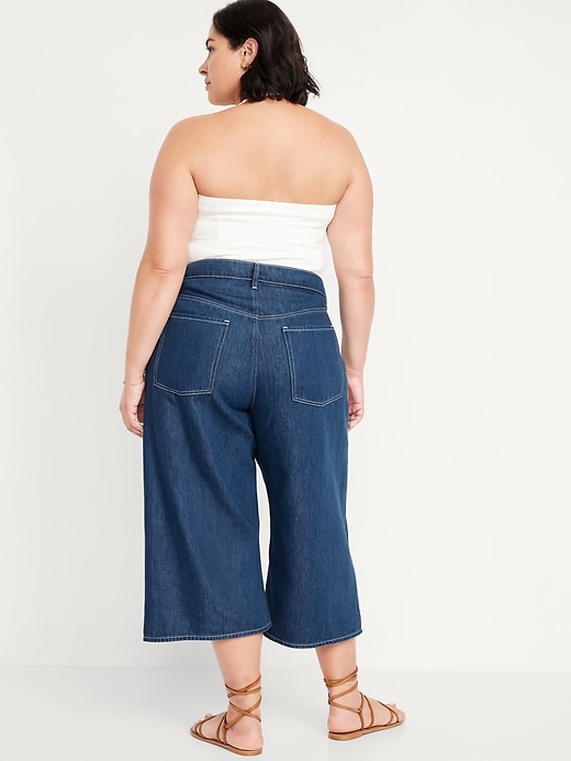 Image number 7 showing, High-Waisted Baggy Wide-Leg Culotte Jeans
