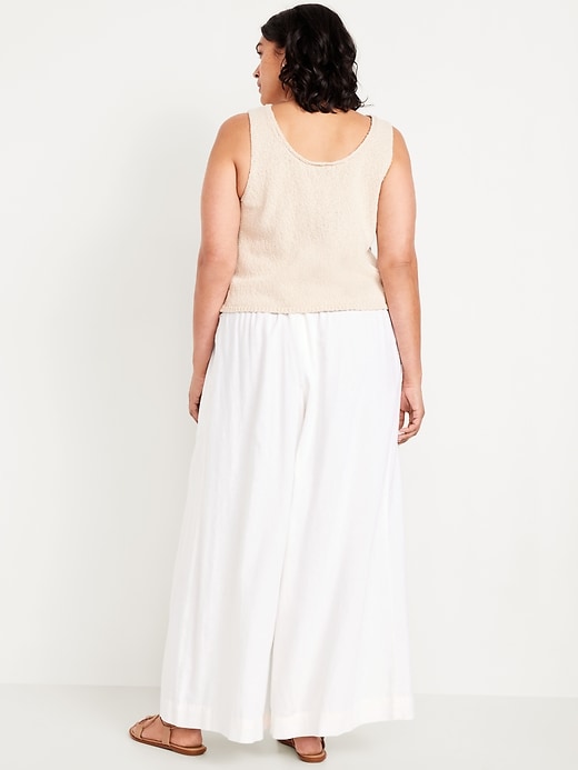 Image number 8 showing, Mid-Rise Linen-Blend Super Wide-Leg Palazzo Pants