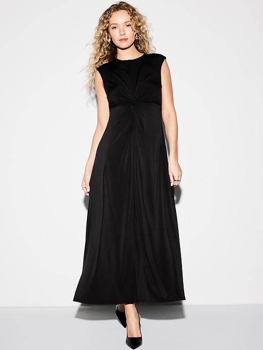 knee length dresses for ladies The Occasion by Old Navy Flutter-Sleeve Keyhole Satin Maxi Dress main image 1
