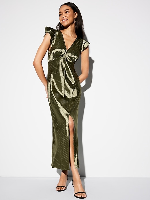 chinese dress ladies Dark Green Linen Cotton Maxi Dress – Vintage Long Sleeve Boat Neck 1454 Emerald Green / Xs main image 0