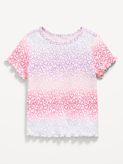 Image number 1 showing, Printed Short-Sleeve Lettuce-Edge T-Shirt for Toddler Girls