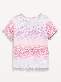 Image number 1 showing, Printed Short-Sleeve Lettuce-Edge T-Shirt for Toddler Girls