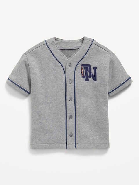 Oversized Fleece Baseball Shirt for Toddler Boys - Dark Heather Gray