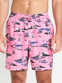Image number 1 showing, Printed Swim Trunks -- 7-inch inseam