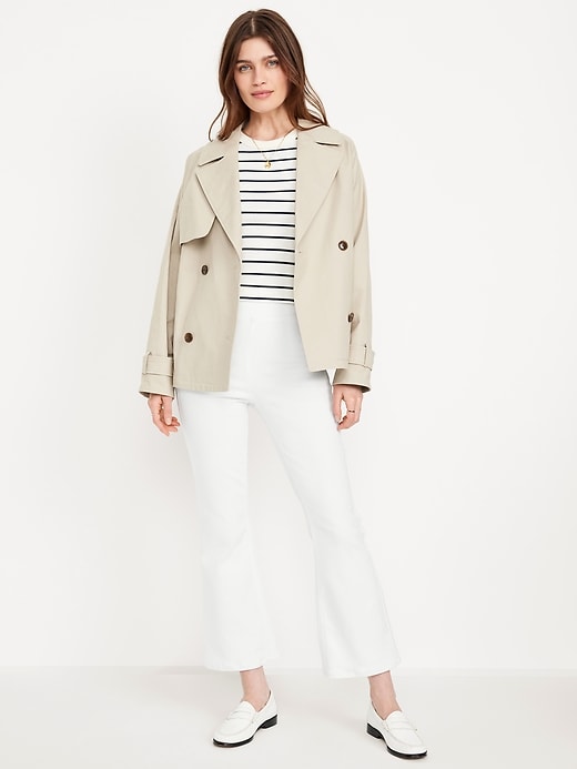 Image number 1 showing, High-Waisted Weekender Pull-On Crop Flare Jeans