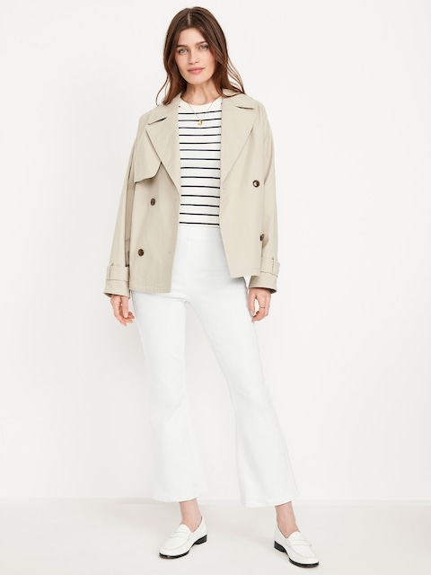 High-Waisted Weekender Pull-On Crop Flare Jeans - White Wash