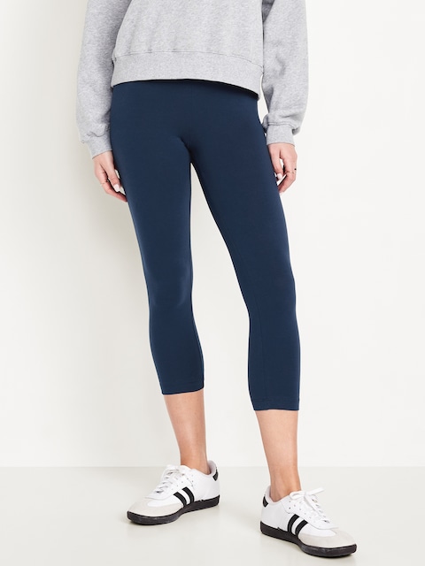 High-Waisted Fashion Layering Cropped Legging - Obscure Night