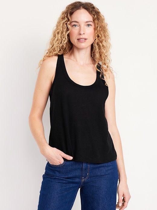 Image number 1 showing, Linen-Blend Tank Top