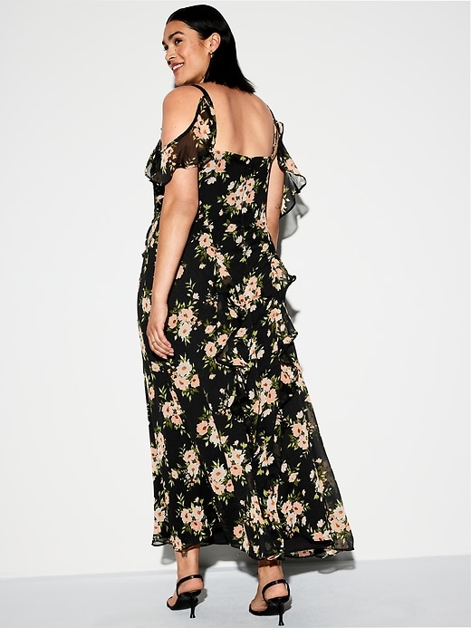 Image number 10 showing, The Occasion by Old Navy Off-Shoulder Ruffle Chiffon Maxi Dress