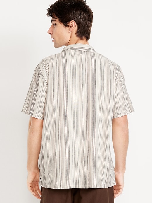 Image number 2 showing, Short-Sleeve Linen-Blend Striped Camp Shirt