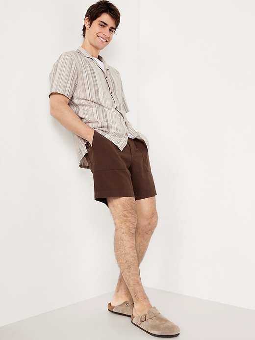 Image number 3 showing, Short-Sleeve Linen-Blend Striped Camp Shirt
