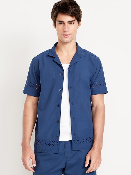 Image number 1 showing, Short-Sleeve Eyelet Camp Shirt