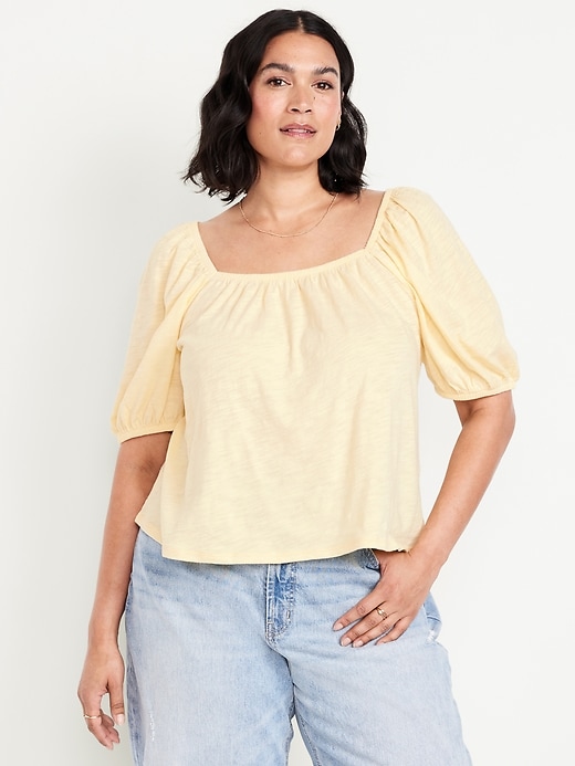 Image number 6 showing, Square-Neck Puff-Sleeve Top