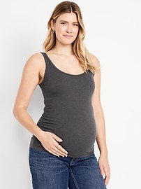Image number 1 showing, Maternity Scoop-Neck Ribbed Tank Top