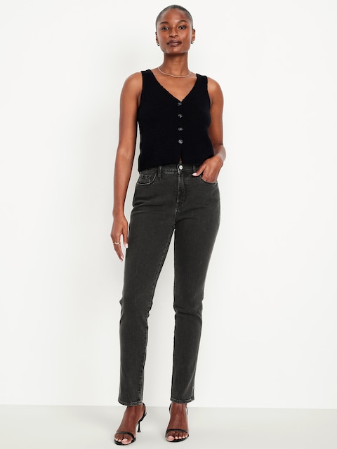 Curvy High-Waisted Vintage Slim Jeans - Faded Black Wash