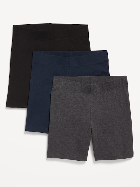 High-Waisted Biker Shorts 3-Pack -- 6-inch inseam - Multi Color